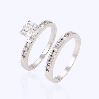 13482 Xuping 2016 elegant velentine's day ring rhodium color two finger crystal eternity fashion ring