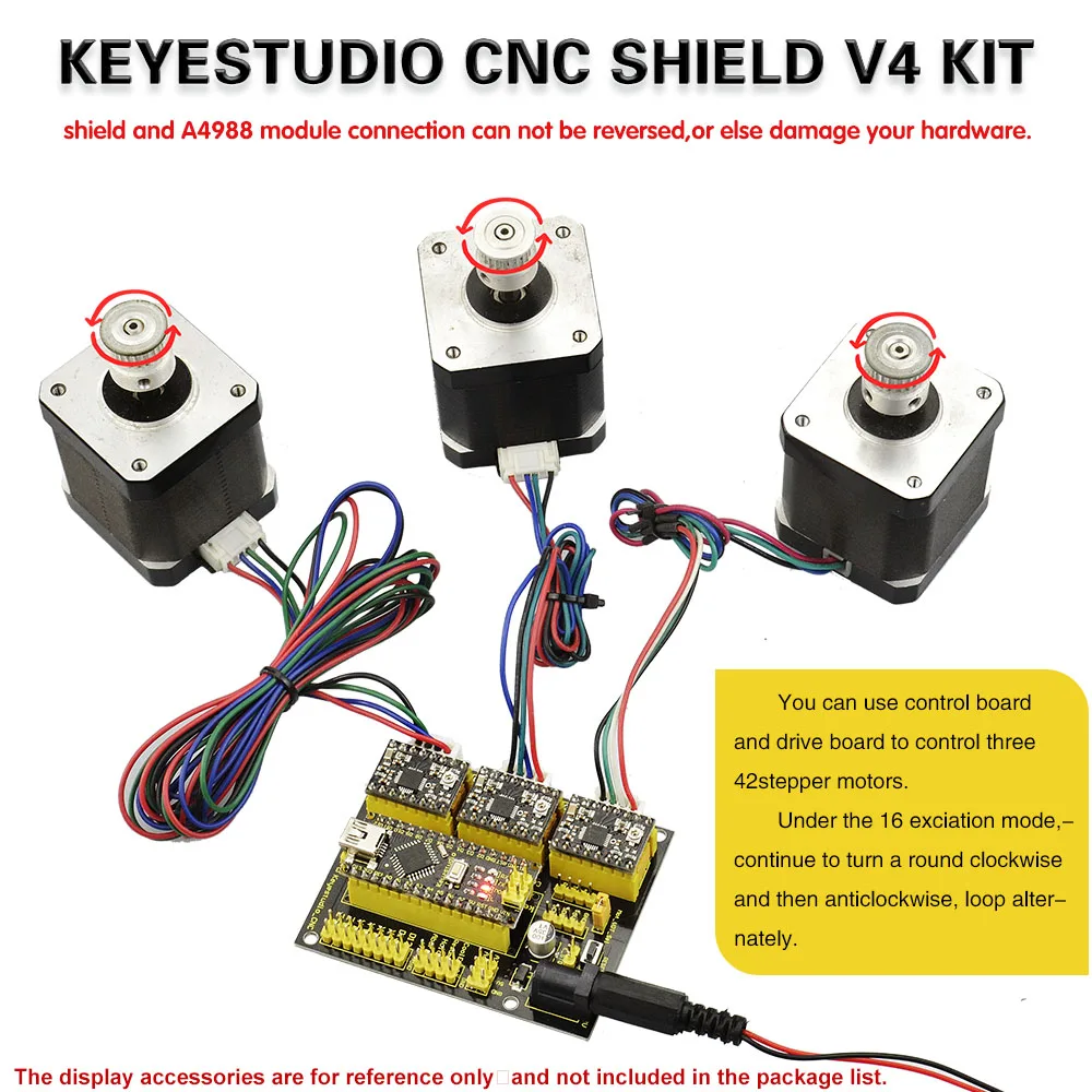 Keyestudio A49883DプリンターステッピングモータードライバーCNCシールドV4 for3DプリンターforArduino Nano