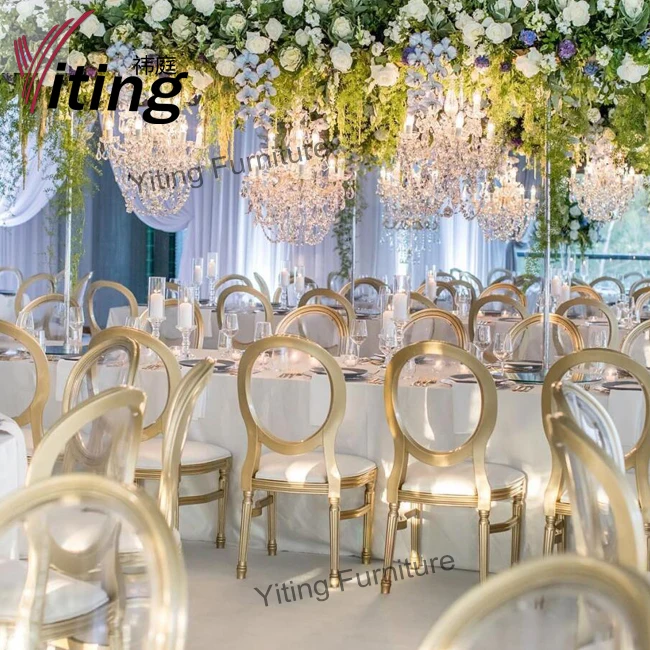 New arrival modern Alumn metal frame gold wholesale wedding chairs
