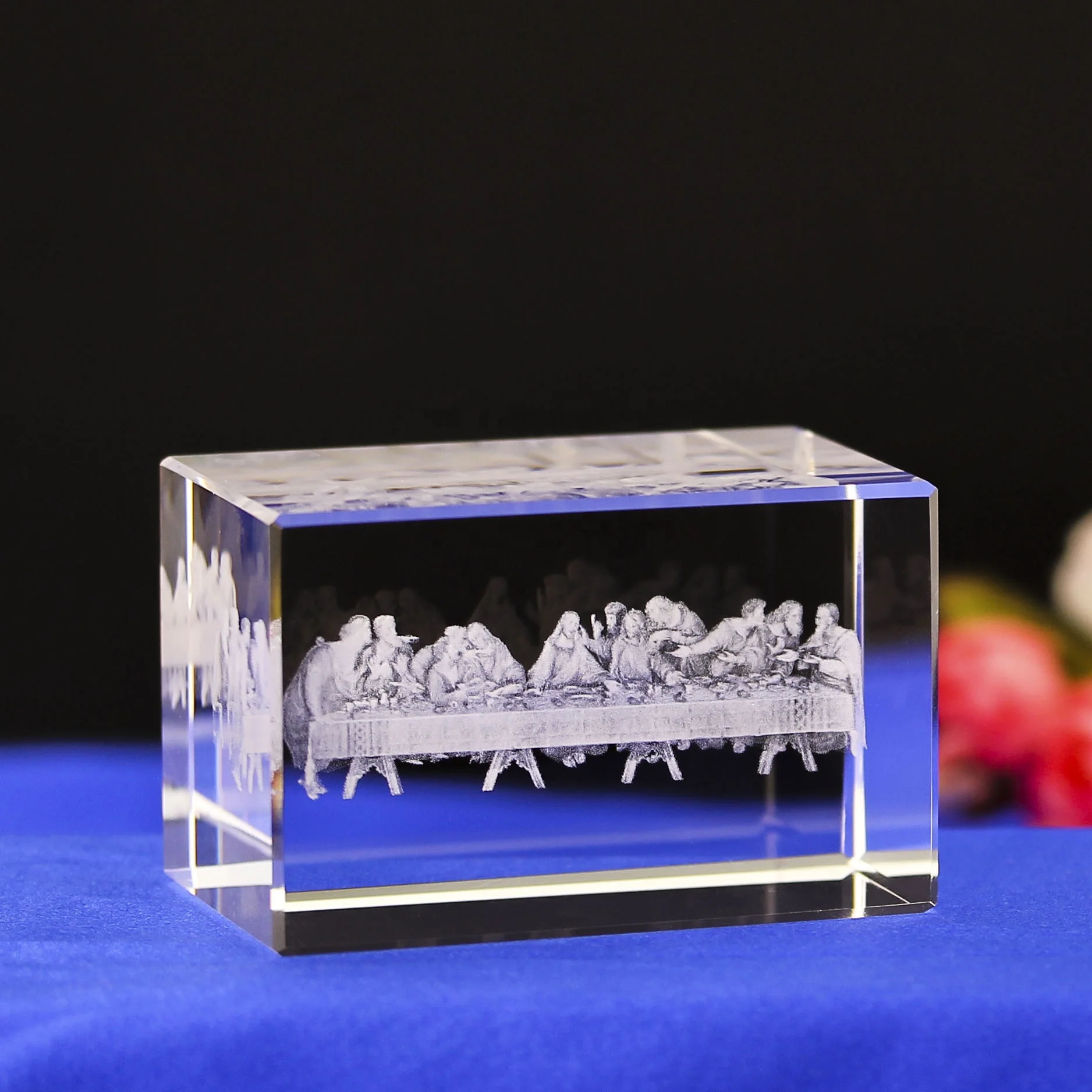 Uniek beeld 3D kristal Het Laatste Avondmaal kubus Souvenir heilige religieuze geschenken blanco kristal om te graveren