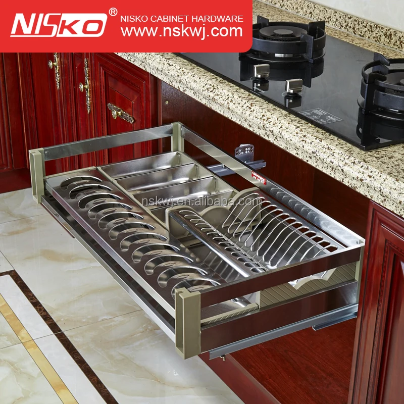 Bottle Pullout Kitchen Stainless Steel Pull Out Basket with Soft Closing for 200 mm Cabinet
