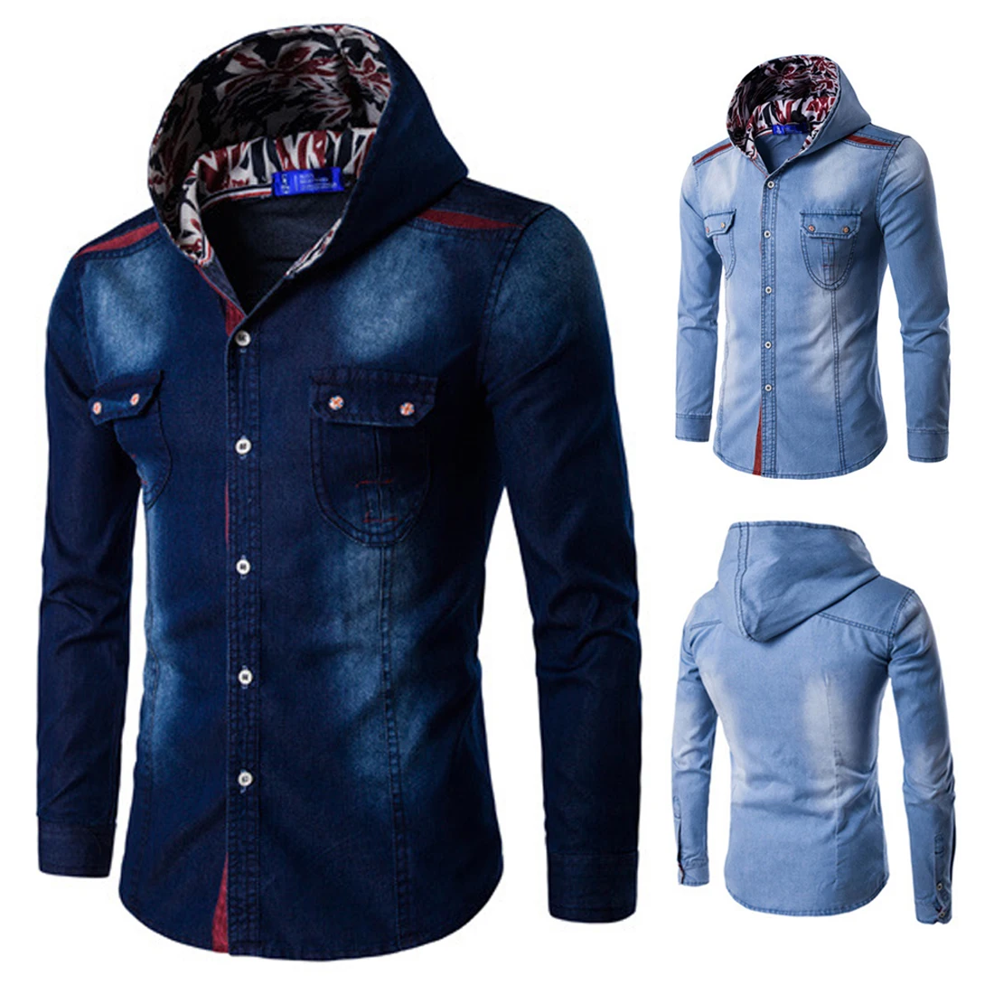 Denim Hoodie Shirt Outlet, 59% OFF 