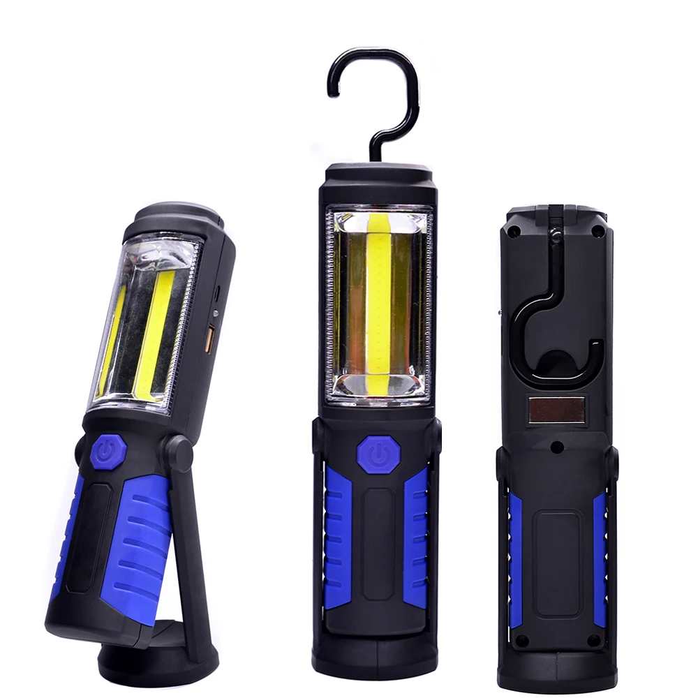 COB LED Magnetic Work Light USB Rechargeable Inspection Lamp Hand Torch Camping 