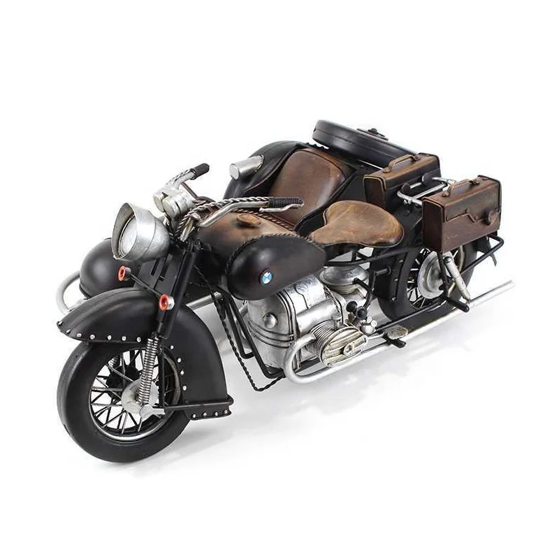 3輪ヴィンテージメタルクラフトオートバイ1:8スケールサイドカー