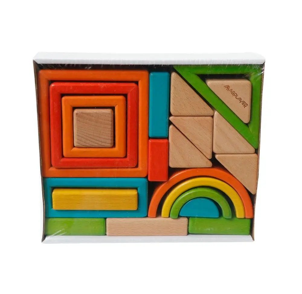 Intelligence Stacking Rainbow Wooden Blocks Wood Baby Toys For Girls