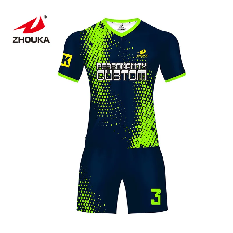 Custom Neon Green Black Sublimation Soccer Uniform Jersey Discount