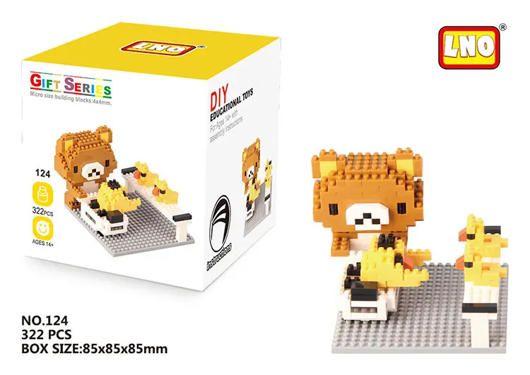 LNO Educational Mini Brick Micro Diy 3D Lovely Bear Gift Series Diamond  Building Blocks for Kids