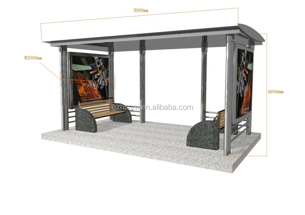 Smart Bus Shelter Air Conditioned Bus Station Closed type Bus Stop with Advertising Light Box Outdoor in Dubai UAE