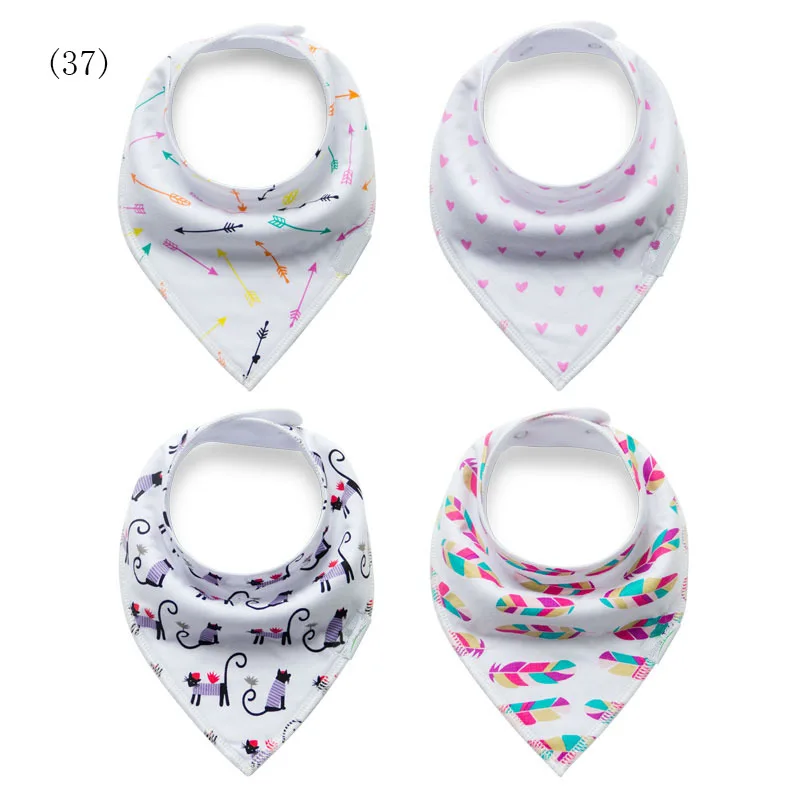 4 Pack Baby Bandana Drool Bibs with 3 Adjustable Snaps of Drooling Teething Feeding,Super Absorbent Cotton Lining For Boys and Girls Newborn Infant Toddler Baby Gifts G01