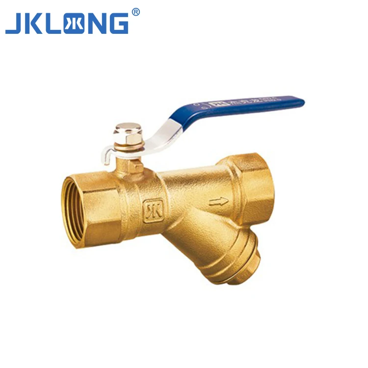 J202611 high quality female thread forged brass filter ball valve y strainer with drain valve