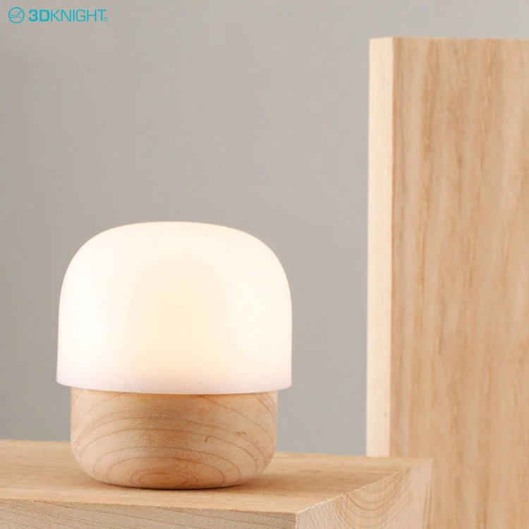 Hot Sale Paten Product Nature Wooden Small Mushroom Led Table Lamp