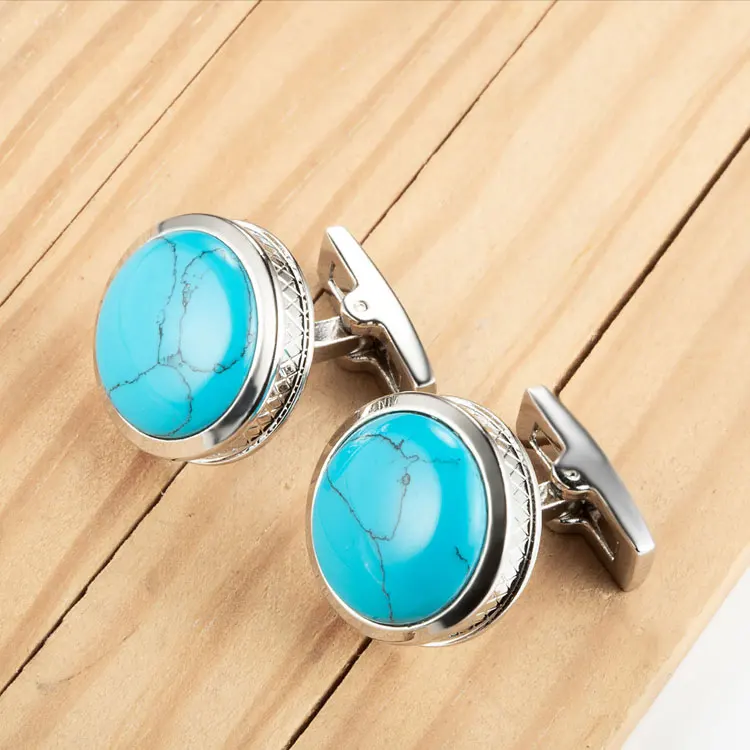 Wholesale Personalized Fashion Custom Turquoise Cufflinks Fancy Popular Men Cuff Links Cufflinks