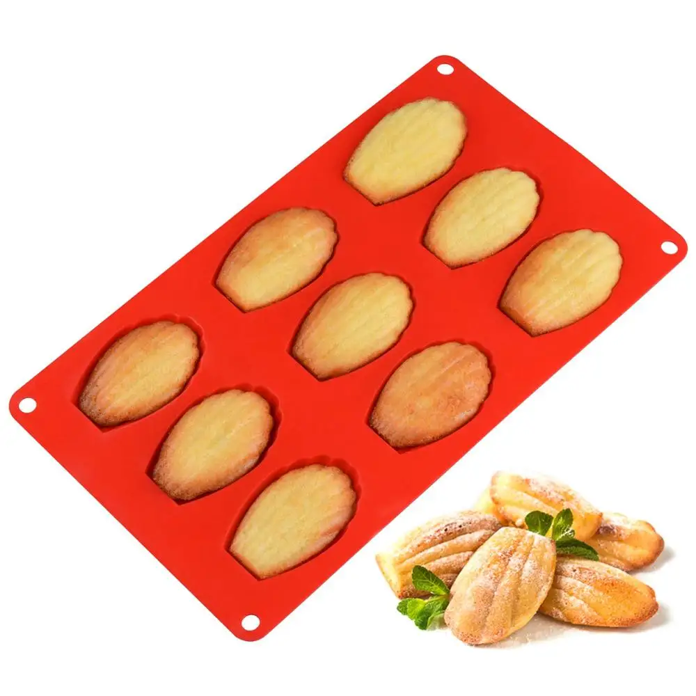 9 Cups Madeleine Mold for Small Cake Chocolate Silicone Madeleine Pans Cookies Pack of 2 