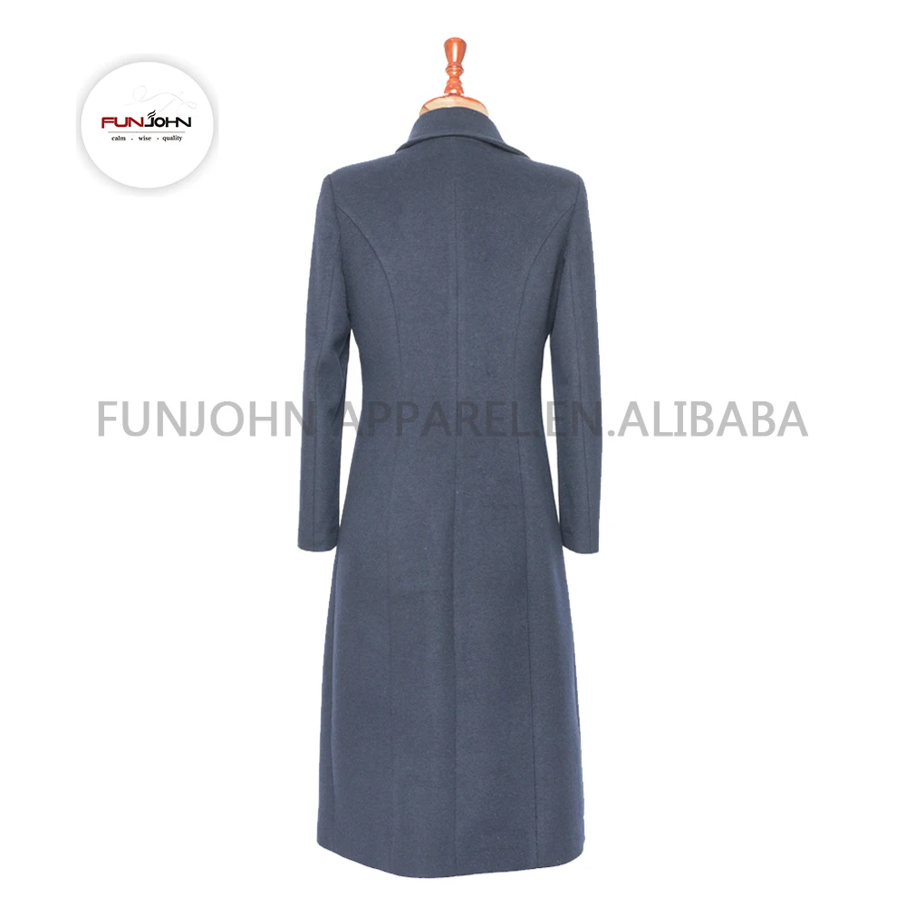 made in China black double breasted long women cashmere coat cabin crew winter uniform outfit