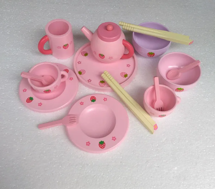 wooden toy dinner set