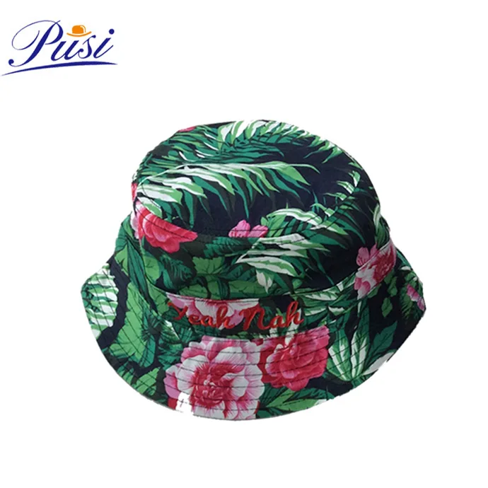 INTERESTPRINT Boho Style Flower Fisherman Bucket Sun Hat 