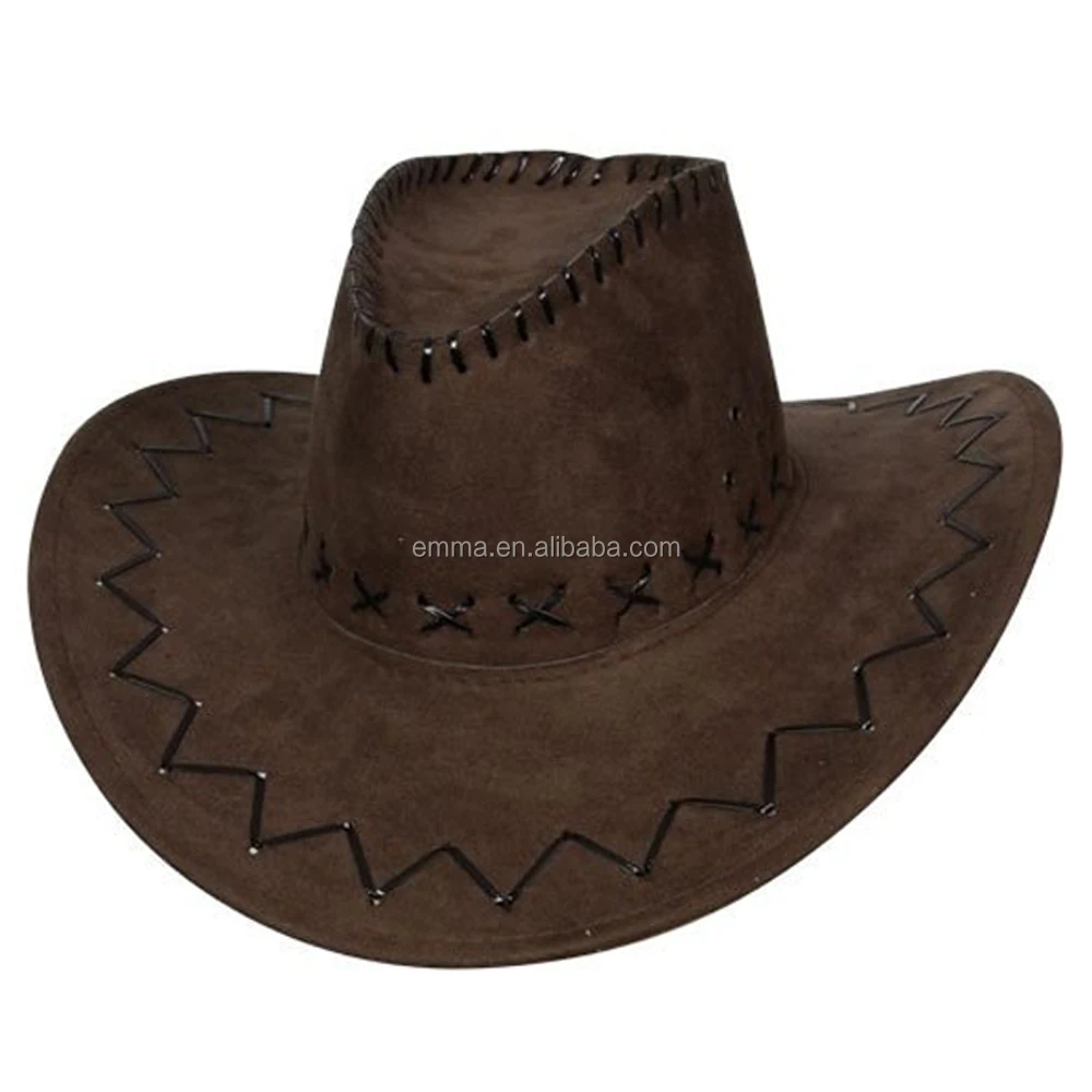 Mexican Suede Leather Cowboy Hat With Cross Stitching Ht12118 
