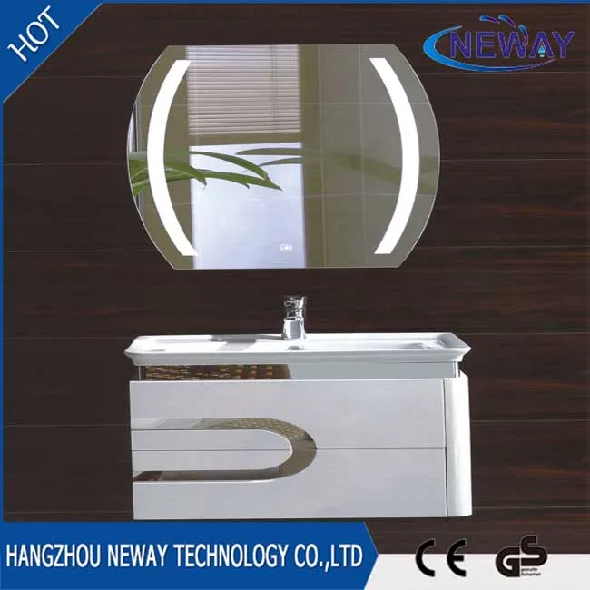 Modern Pvc Floating Bathroom Vanity with Led Mirror