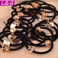 10 Pcs Novas Mulheres Da Moda Coreano Acessórios Para o Cabelo Bonito Preto Faixas de Cabelo elástico Menina Hairband Cabelo Corda Banda De Borracha De Goma E10093
