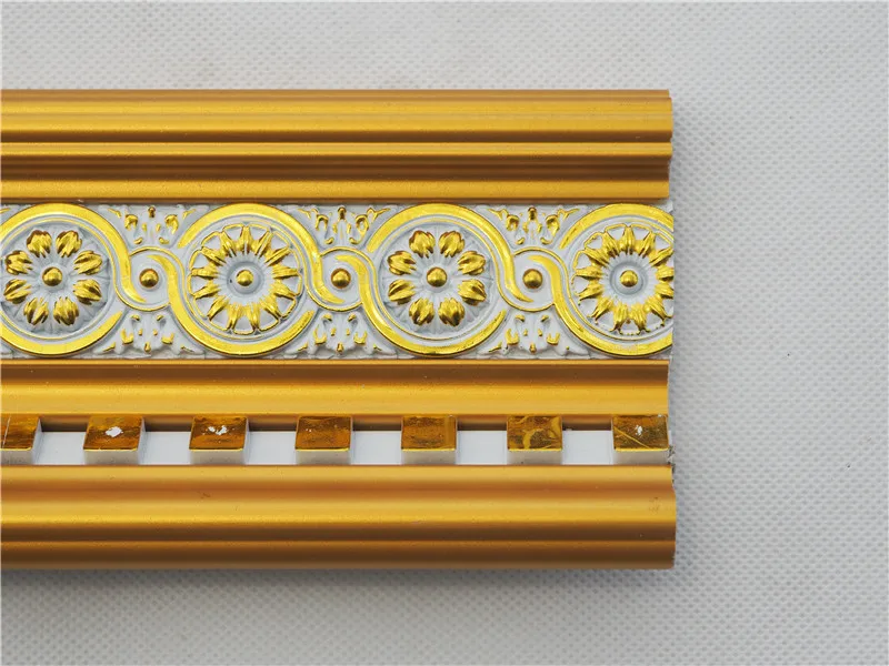 Customization Design Shining Golden Ps Plastic Large Size Crown Moulding for Ceiling Cornice Interior Decoration