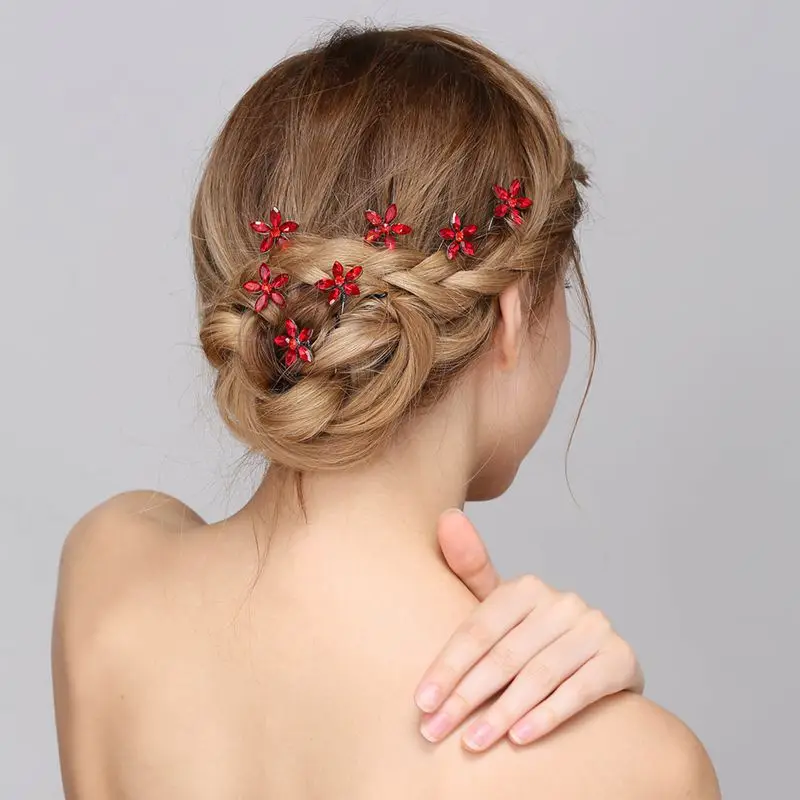 Прически с маленькими крабиками Handmade Fancy Hair Comb Accessories Red Crystal Flower Bridal Hair Pin For Wome