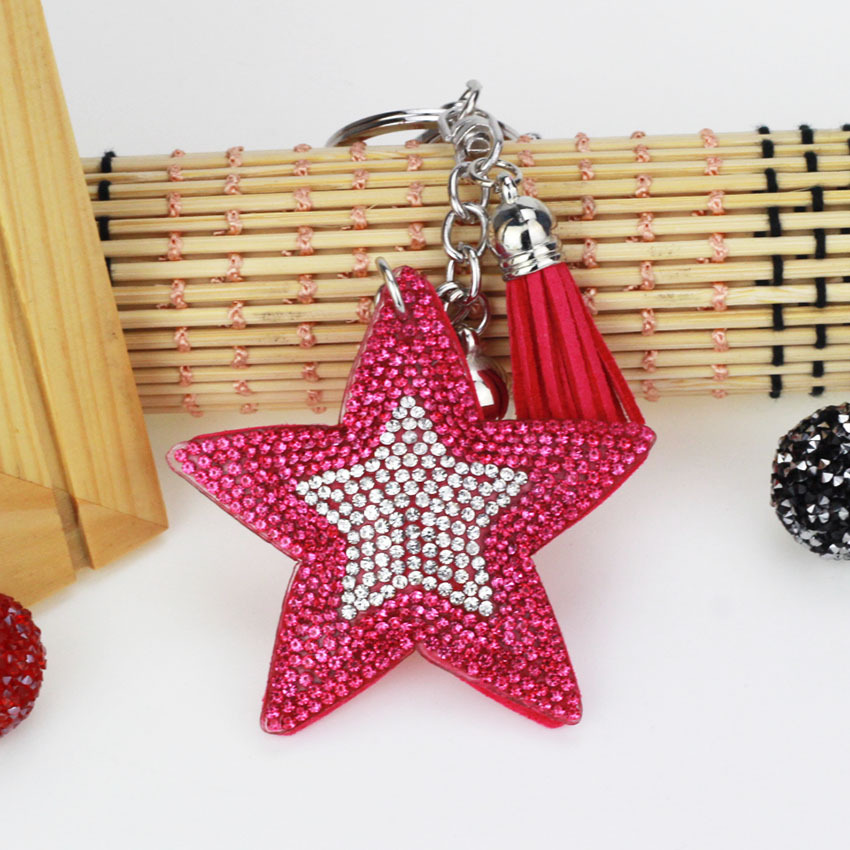 Металлический брелок с кристаллами и звездой, унисекс, автомобильный брелок, Женские Подвески, подвеска для сумки, брелки, ювелирные изделия