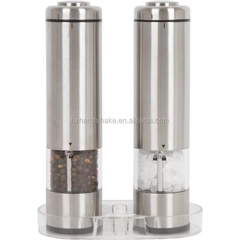 Battery Operated Salt and Pepper Grinder Set (Pack of 2 Mills) - electric salt and pepper grinder with LED Light