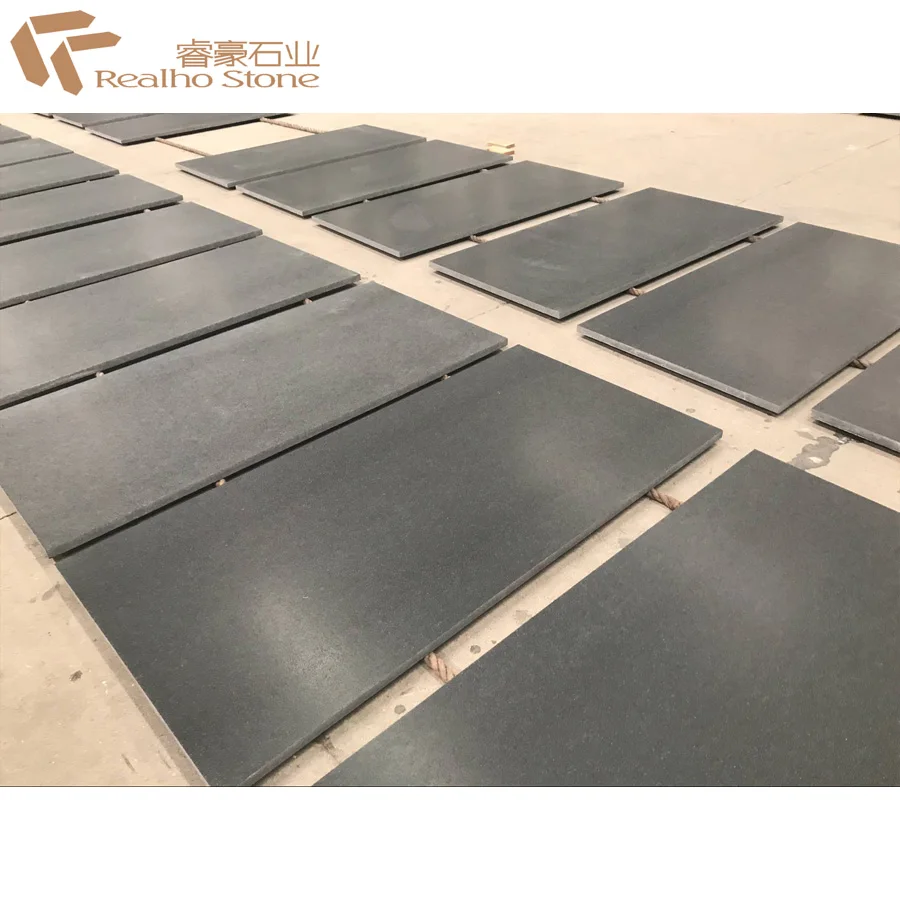 Leather Finished Nero Assoluto Zimbabwe Black Granite Tiles for Floor