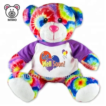 Get Well Soon Patient Gift Stuffed Animal Plush Rainbow Teddy Bear With LOGO Kids Soft Toy Plush Colorful Teddy Bear T shirts