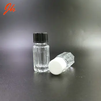 New style octagonal shape Empty Glass Perfume Bottles for Oils / Attar with plastic caps 3ml