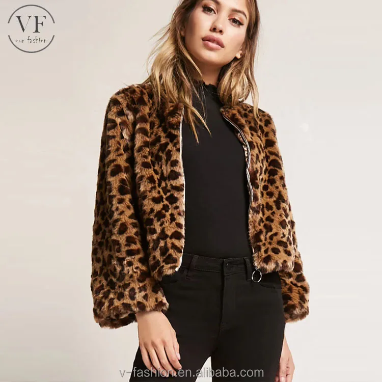 Custom Fashion Leopard Print Women Winter Faux Fur Cropped Jacket - Buy  Faux Fur Jacket,Animal Print Jackets,Custom Jacket Printing Product on  