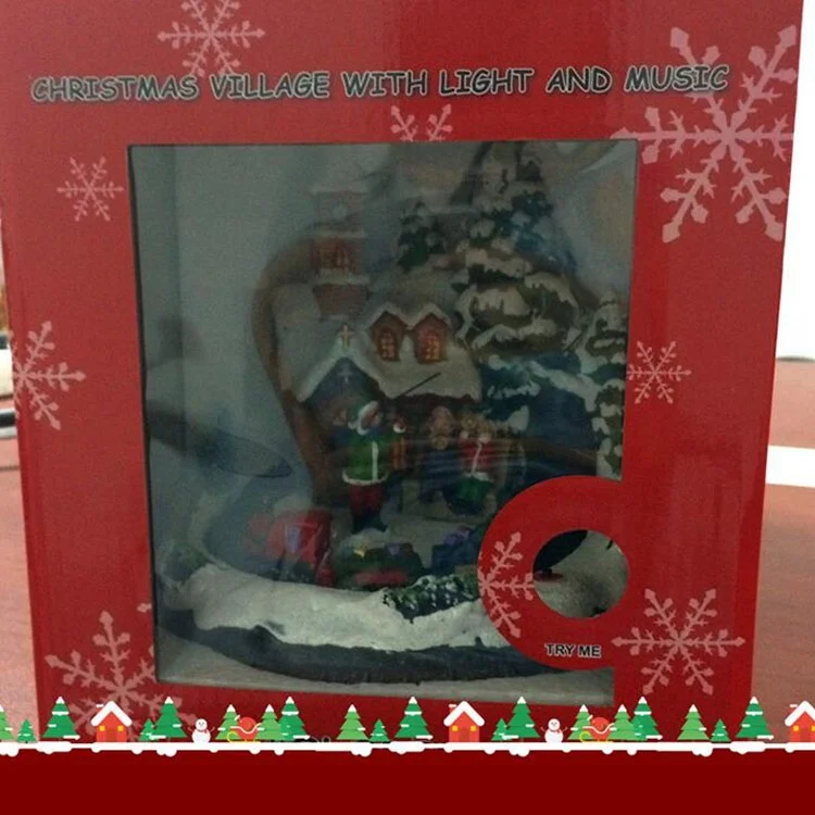 Custom Battery Colorful Led Light Musical Miniature Christmas Village House