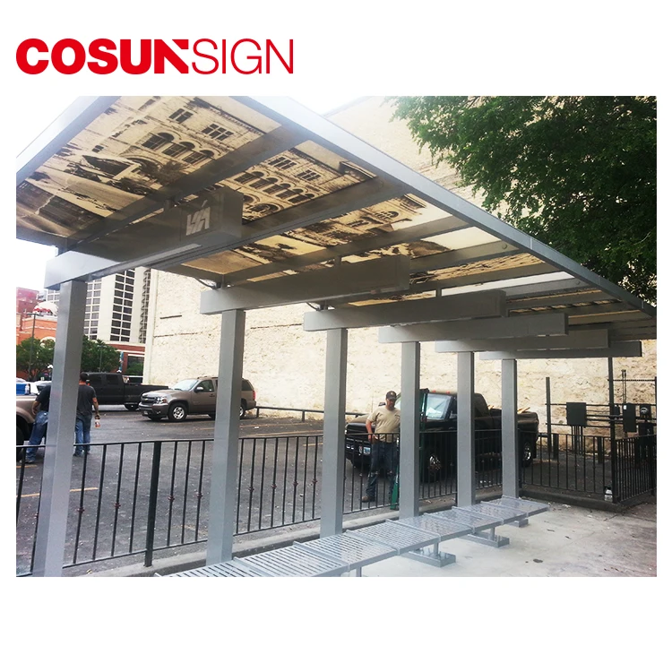 Roadside Advertising Prefabricated Solar Modern Bus Station Shelter Design