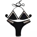 2016 Color Block Patchwork Bikini Sexy Swim Wear Micro Bikinis Monokini Mesh Swimsuit Lacing Bathing Suits