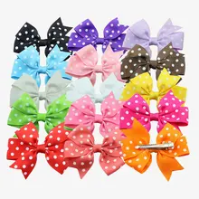 30pcsPromotion Party font b Fancy b font font b Dress b font Girls HairClips Dot Bow