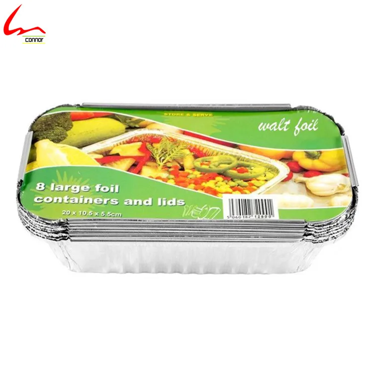 100x Aluminium Silver Foil Trays & Lids Size 6A Chinese Takeaway Trays 
