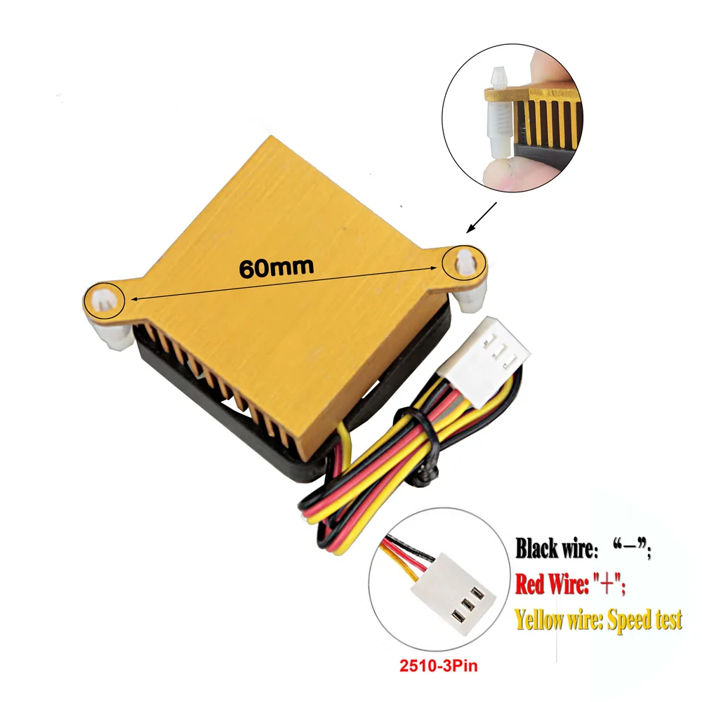 Aluminum CPU North Bridge Chipset Cooler with Fan, 38x38x25MM