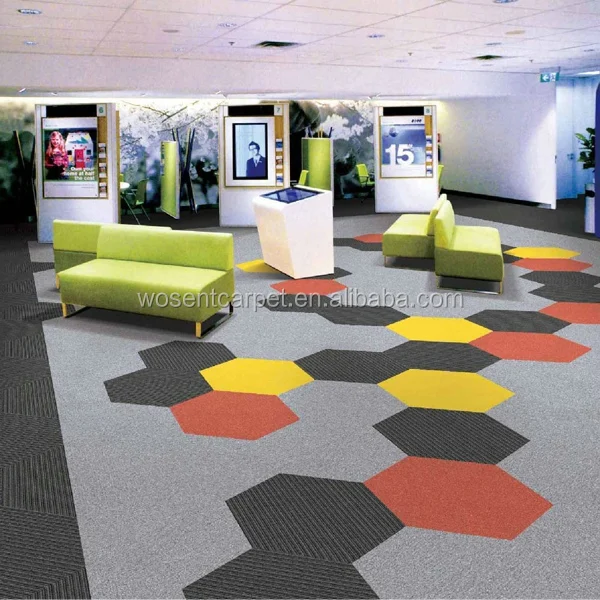 Modern Stripe Design Hexagon Carpet Tile for Floor Office Carpet