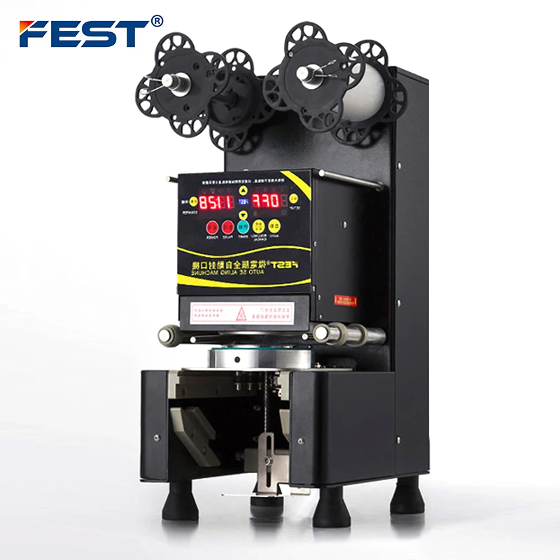 FEST CE Automatic Bubble Sealing Machines Milk Tea 110V/220V Boba Paper Plastic Cup Sealer Machine - Image 2