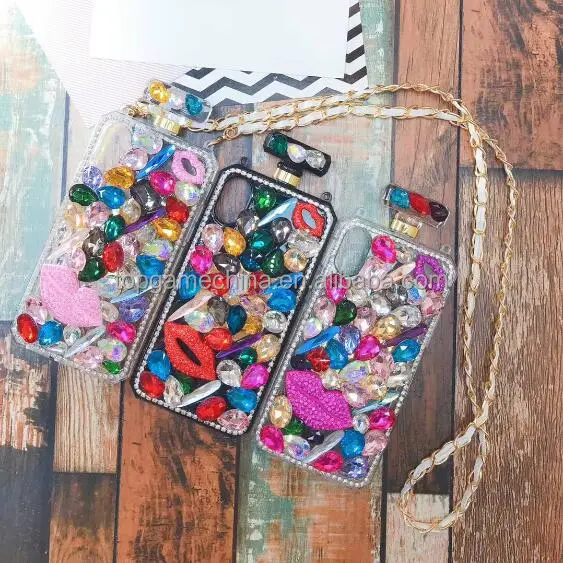 DIY Bling Rhinestone Perfume Bottle Silicone Soft TPU Cover for