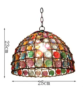 Vintage Jewel Bronze Metal Moroccan Lantern Shade Pendant Lighting