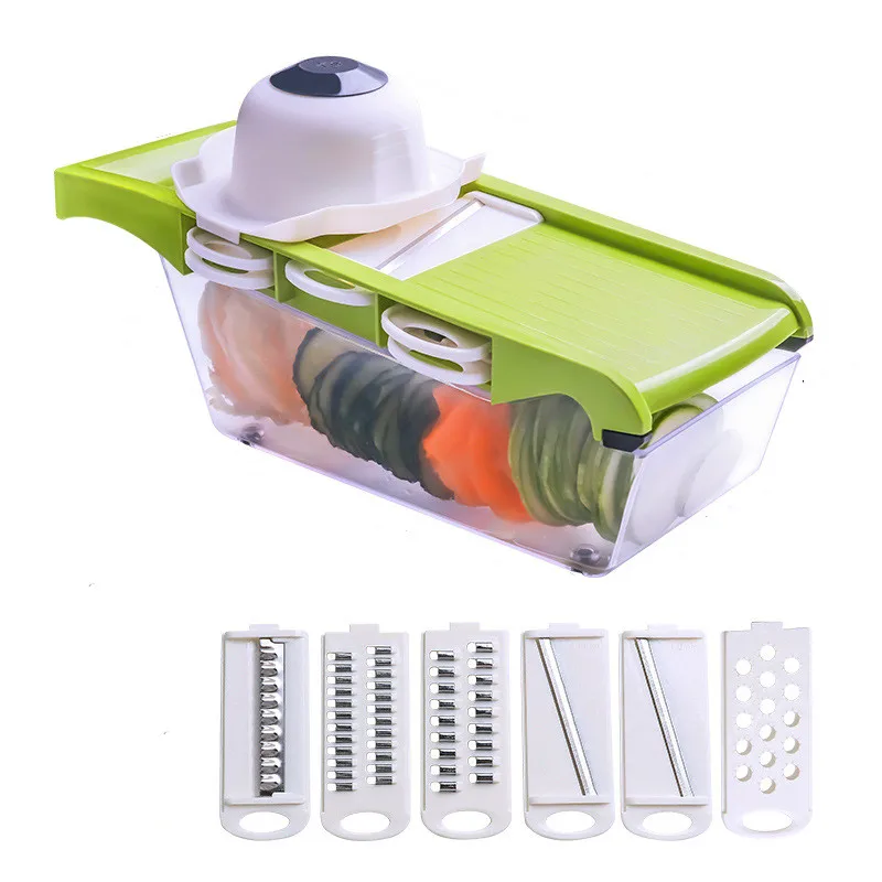 Multifunction Mandolin Vegetable Slicer  Vegetable Cutter With Container Lid 12 in 1 Magic Slicer
