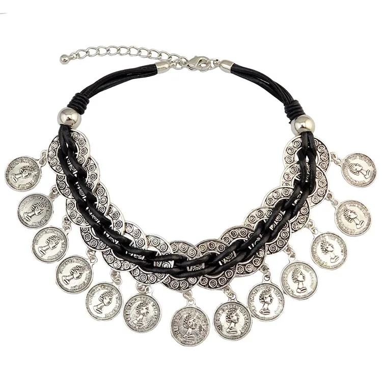 Vintage Boho Coin Necklace Bohemian 