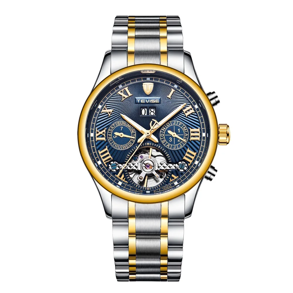 2019 Tevise New Brand Multiple Time Zone Mens Automatic Watch With a Waterproof Function