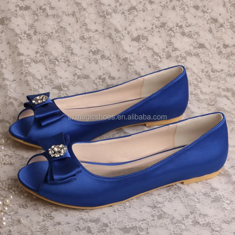 Wholesale Zapatos planos azules hechos a mano punta abierta personalizados para mujer, boda From m.alibaba.com