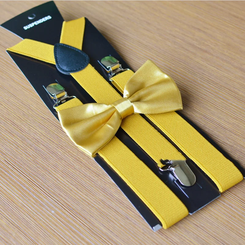 Оранжевый подтяжки галстук бабочка набор для женщин взрослых мужчин многие цвета выбрать Фабричный