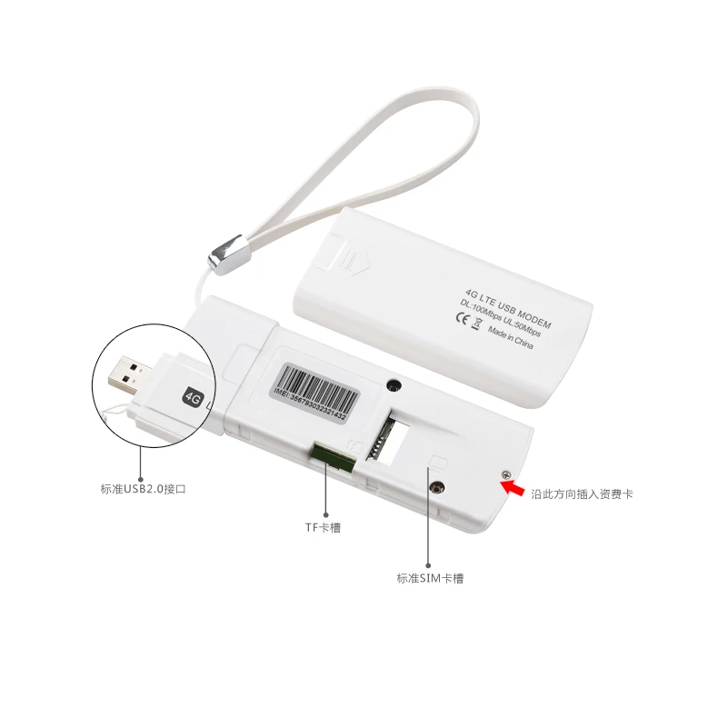 Free Driver Download LTE 100Mbps USB 4G Modem with Sim Card Slot for Android