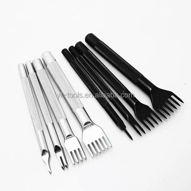 5mm Leather Craft Stitching Diamond Lacing Chisel Punch Tool Kit 1+2+4+6 Prong 