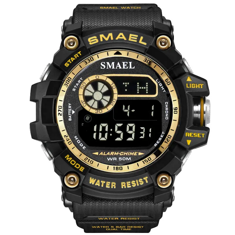 WJ-7708 и большим циферблатом, спортивные, мужские часы, водонепроницаемые, деловые пластик handwatches Мальчики Дата цифровые наручные часы
