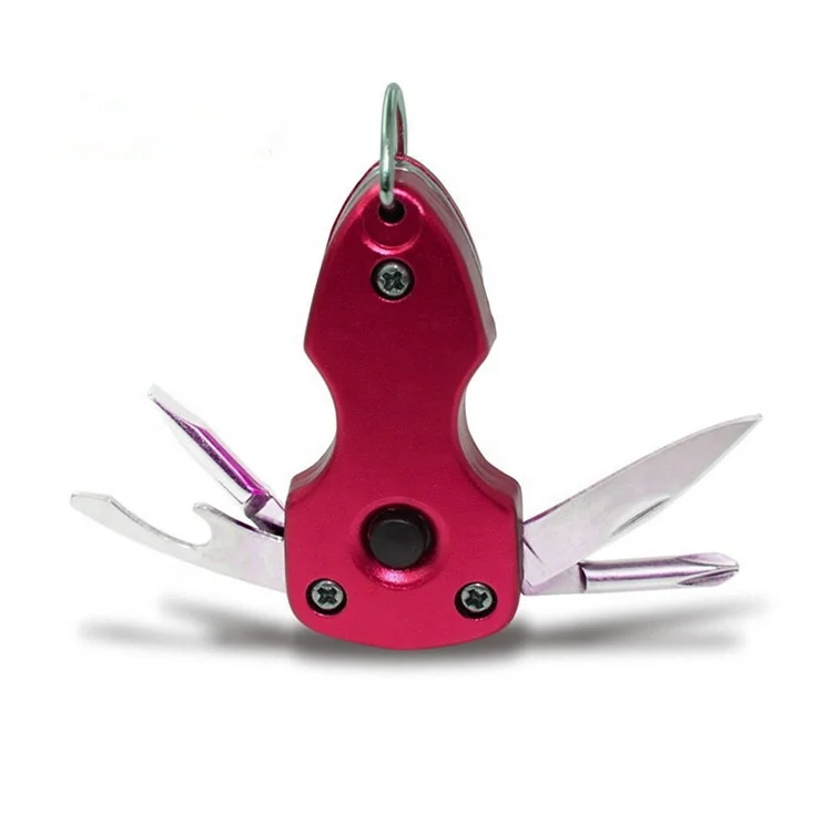 7 in 1 Multitool Keychain Knife Folding Multi Useful Key Ring with LED Flashlight Bottle   Opener Knife Screwdriver